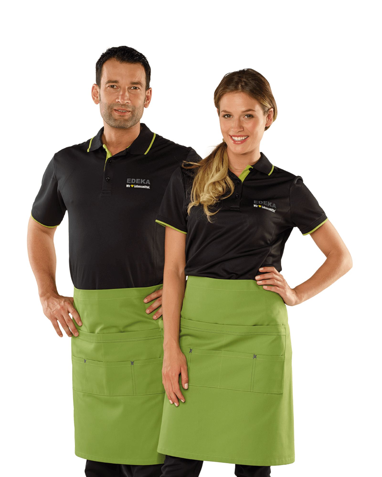 Damen-Poloshirt, Kontraststreifen lime